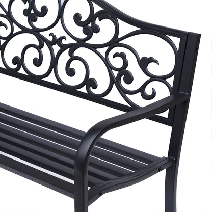 Banco De Jardín Outsunny Acero Negro 127x60x89 Cm_4