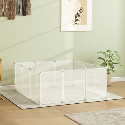 Valla Para Animales Pequeños Pawhut Blanco 105x105x45 Cm_1