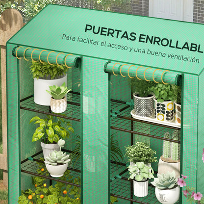 Invernadero De Jardín Outsunny Acero, Pe Verde 143x46x151 Cm_5
