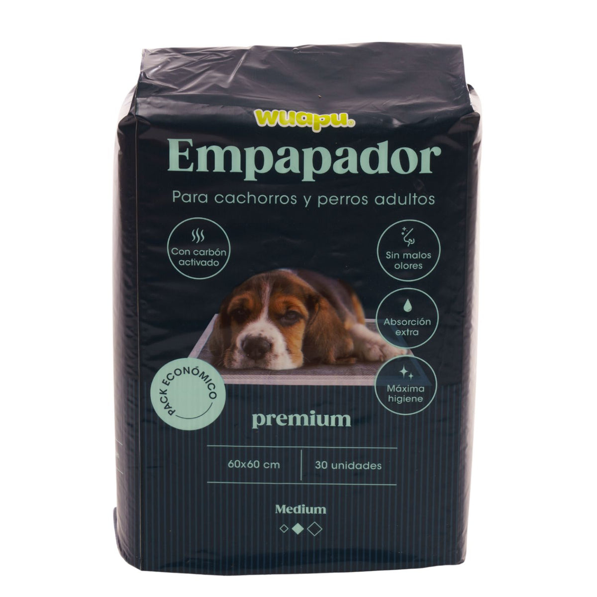 30 Empapadores Con Carbón Activado Para Perro Wuapu, Gran Absorción Sin Olores. Talla M 60x60cm_0