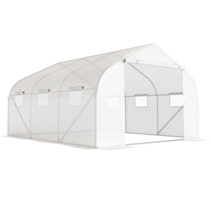 Invernadero Outsunny Blanco 445x299x205 Cm Metal Plástico Polietileno_0