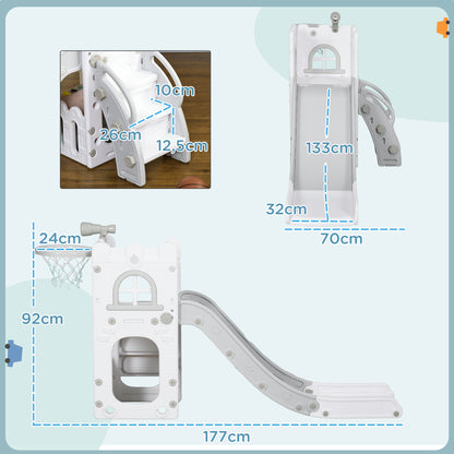 Tobogán Infantil Aiyaplay Hdpe, Pp Blanco Y Gris 70x177x92 Cm 331-052v00gy_2