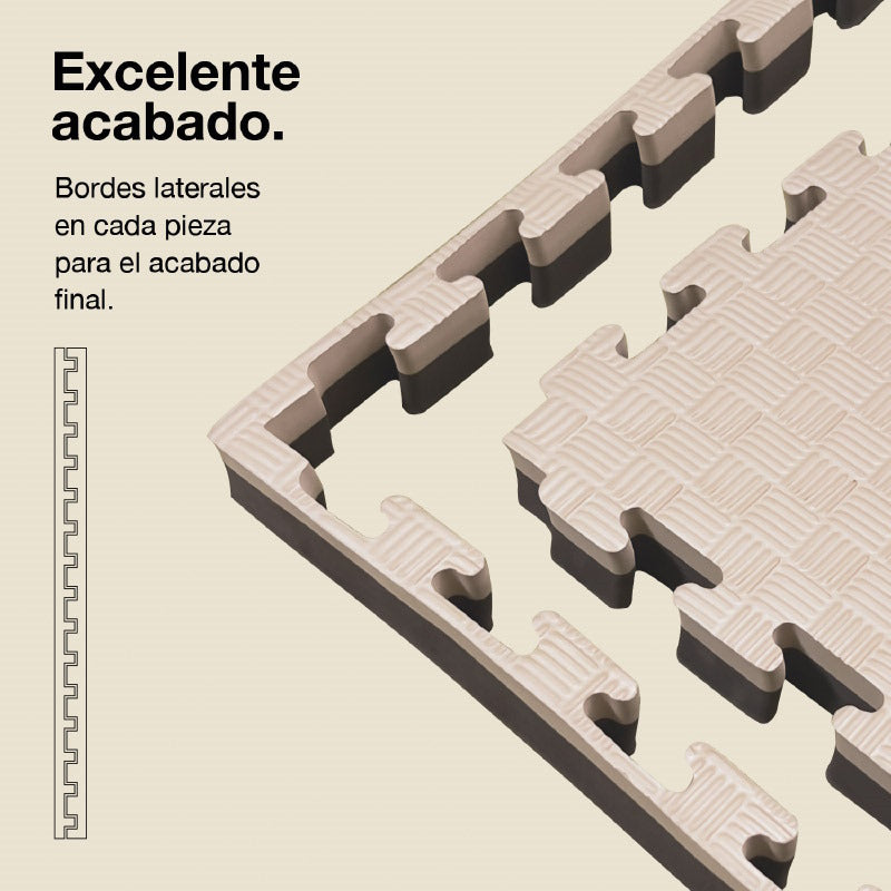 Tatami Puzzle 4cm 100x100cm, Pack 4 Unidades – Superficie 5 Líneas Marrón/beige Jowy_2