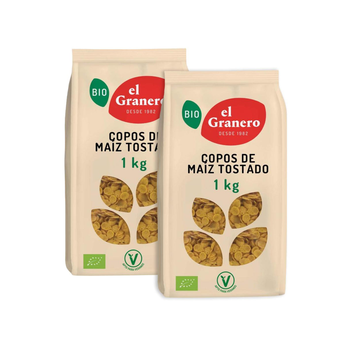 Pack 2x Copos de Maíz Tostado El Granero, 1kg