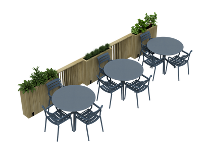 Kit Jardinera Alta De Madera Con Barandilla Y Cortavientos 60 Cm 100x24x80 Cm Hortalia_5