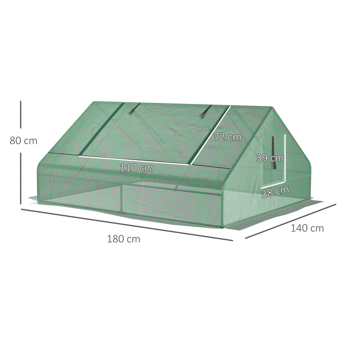 Invernadero Pequeño Outsunny Acero, Pe Verde 180x140x80 Cm_2