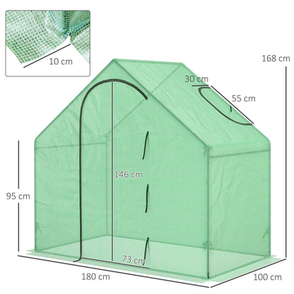 Invernadero Pequeño Outsunny Pe, Acero Verde 180x100x168 Cm_2