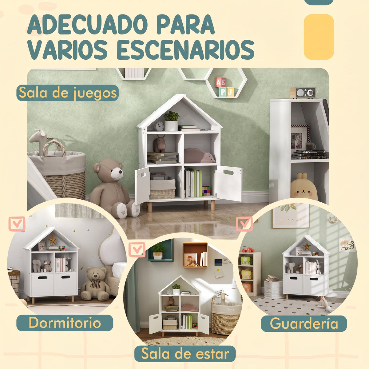 Librería Infantil Aiyaplay Mdf Blanco 63.7x29.7x89.5 Cm_5