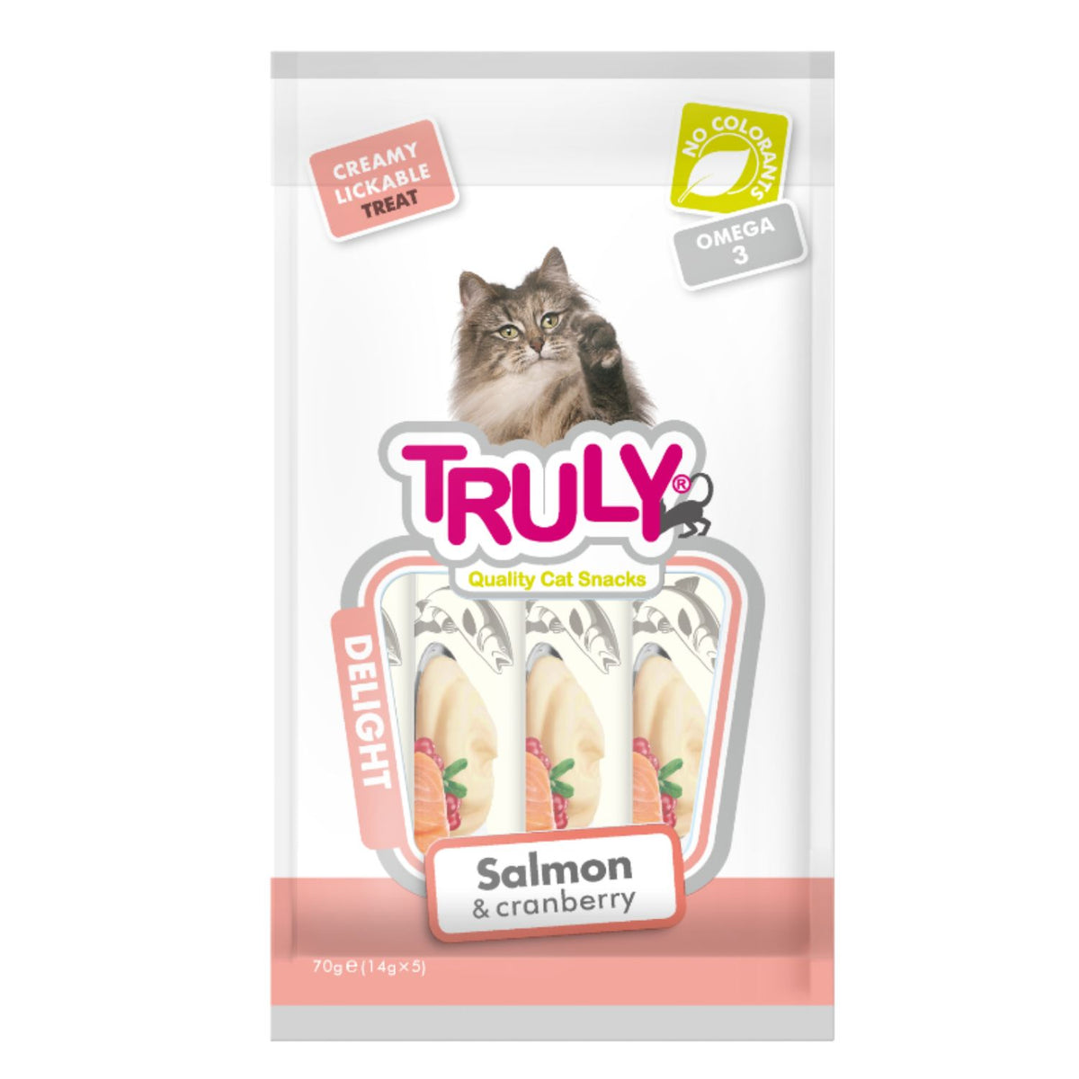 Stick De Crema Para Gato De Salmon Y Arandano Truly 12 Bolsas X 70 Gr (12 X 5 Sticks)_0