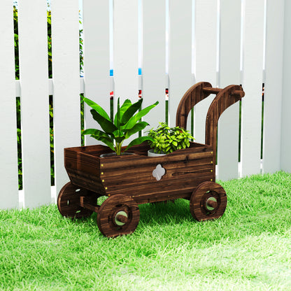Jardinera Con Ruedas Outsunny Madera De Abeto Carbonizado 68x38x52 Cm_1