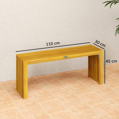 Banco De Jardín Outsunny Madera De Acacia Madera Natural 110x30x45 Cm_2