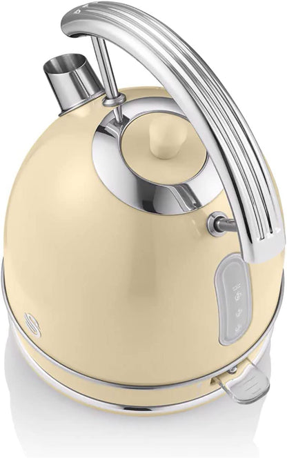 Swan Retro Hervidor Agua Eléctrico, 1,8 L, Resistencia Oculta Acero Inoxidable, Sin Bpa, Inalámbrico, Sk14630cneu,crema_5