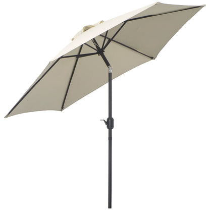 Sombrilla De Jardín Reclinable Con Manivela Outsunny Ø270x235cm Crema_0