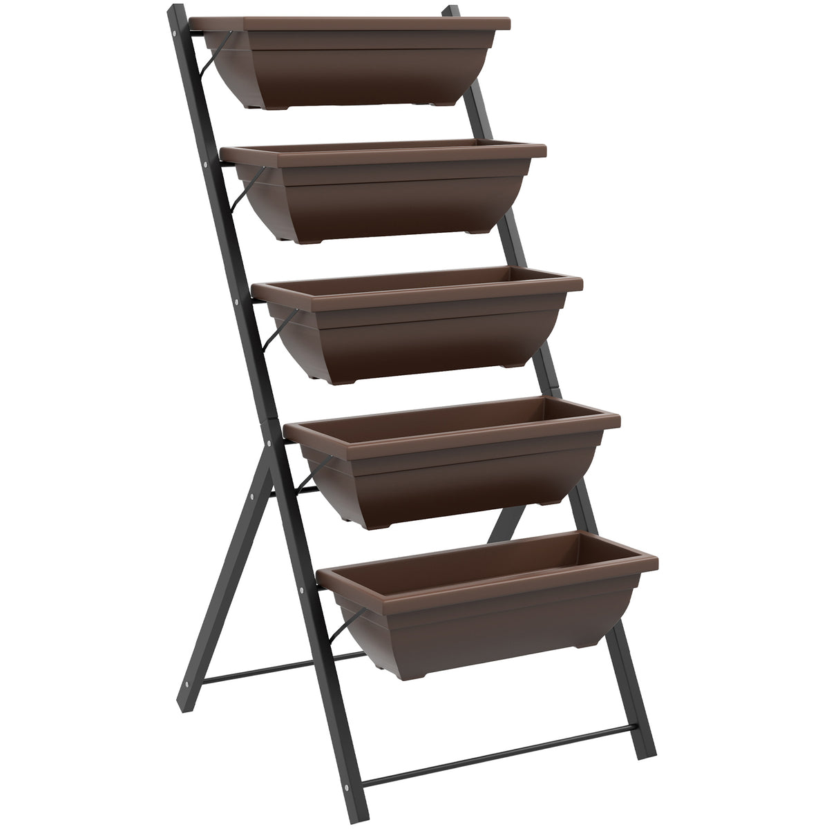Soporte Para Plantas Outsunny Acero, Pp Negro 55x63x120 Cm_0