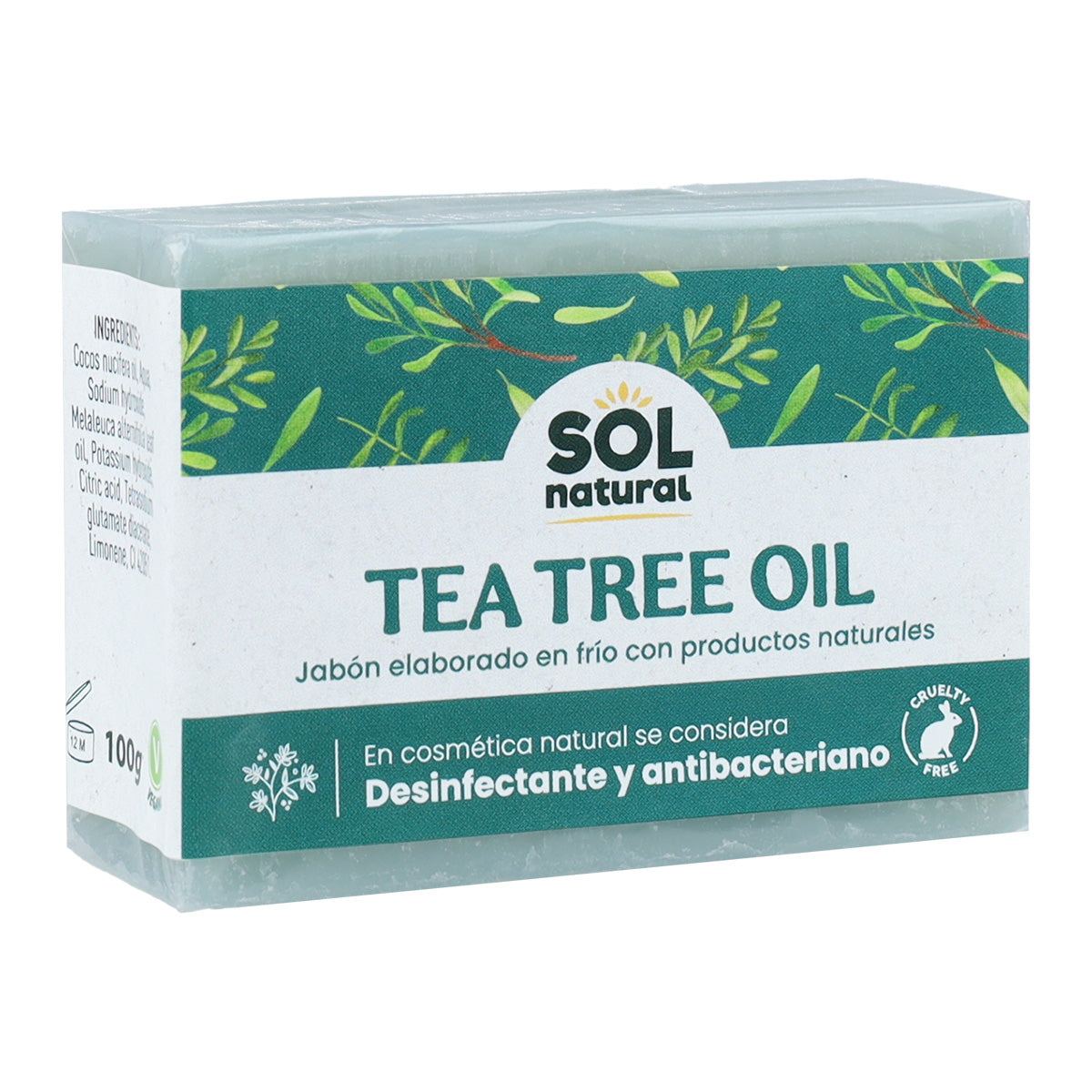Jabón natural de árbol del té (TTO) Sol Natural 100 g
