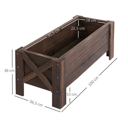 Huerto Urbano Rectangular Outsunny Marrón 100x36,5x36 Cm_2