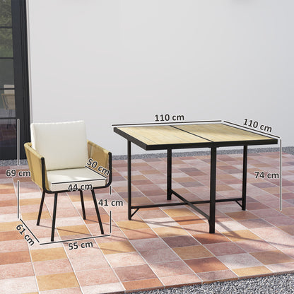 Conjunto De Jardín Outsunny Ratán Pe, Metal Beige 110x110x74 Cm_2