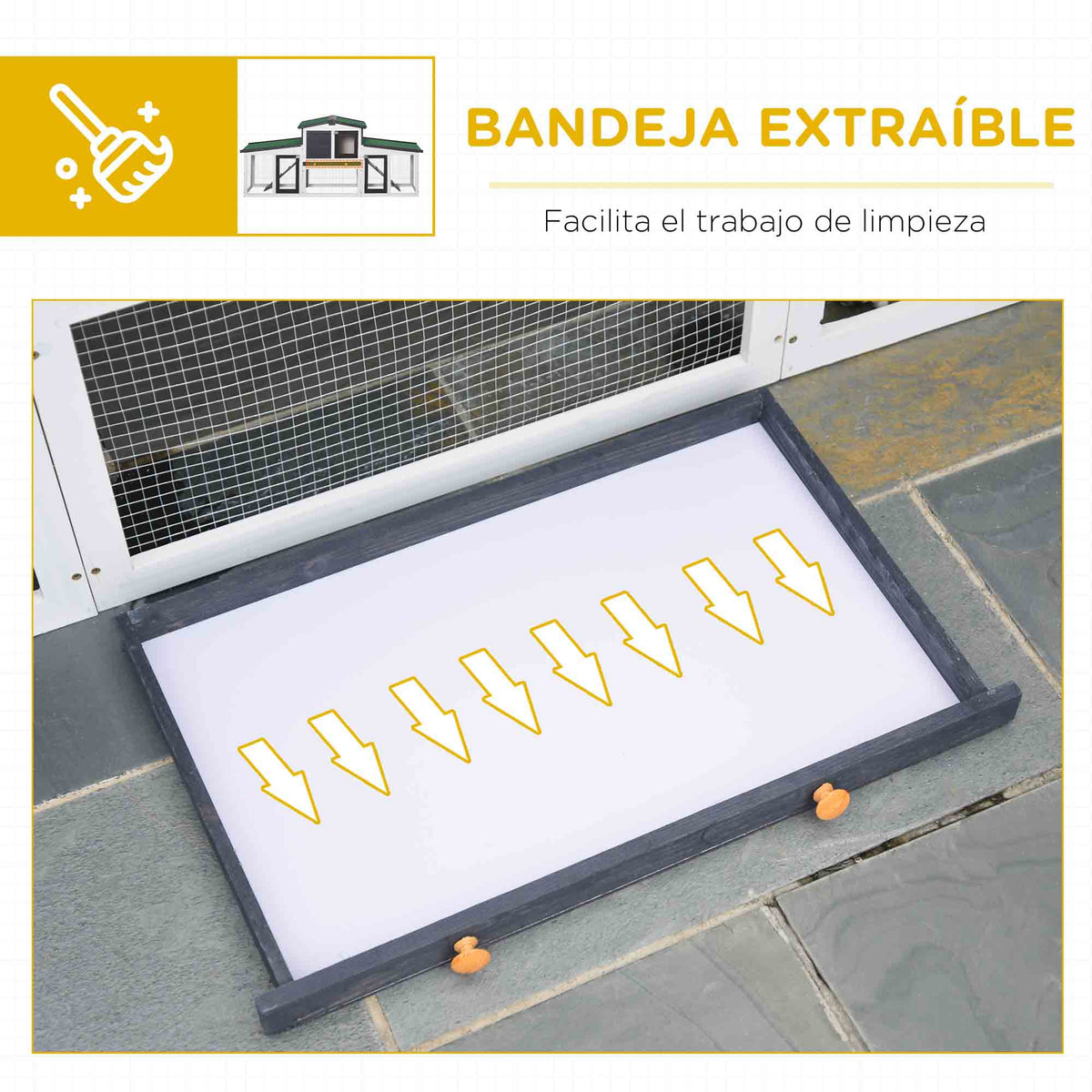 Conejera Para Exterior Pawhut Madera De Abeto Gris 197x49x86 Cm_5