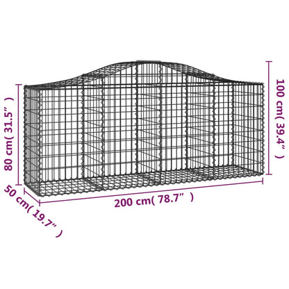 Cestas De Gaviones 10 Uds Forma De Arco Hierro 200x50x80/100 Cm_5