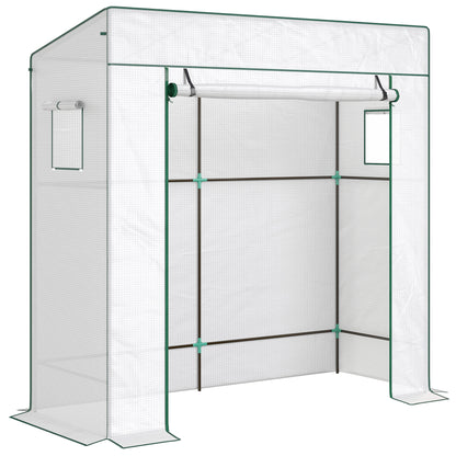 Invernadero Outsunny Acero, Pe Blanco 196x77x197 Cm_0
