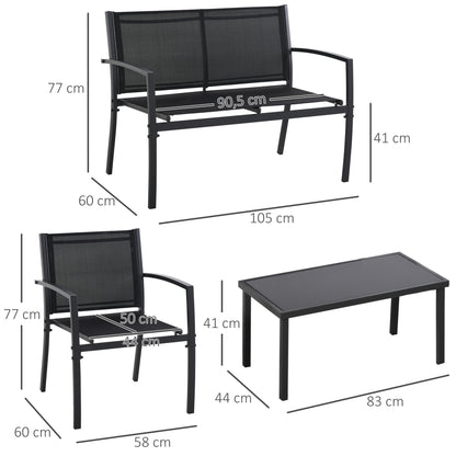 Muebles De Jardín Outsunny Textilene Negro 105x60x77 Cm_2