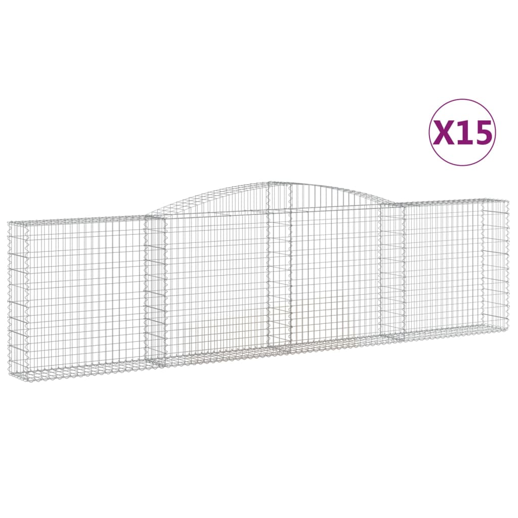 Cestas De Gaviones 15 Uds Forma De Arco Hierro 400x30x100/120cm_0