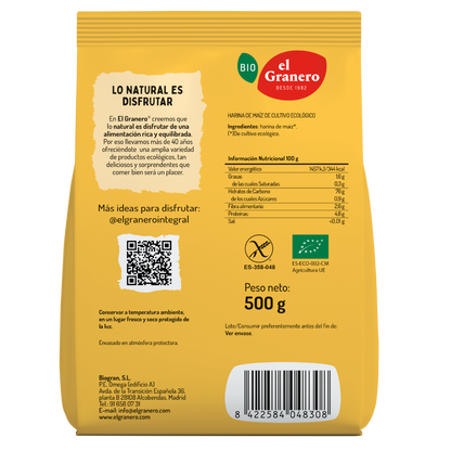 Harina de Maiz Bio Sin gluten El Granero 500 g