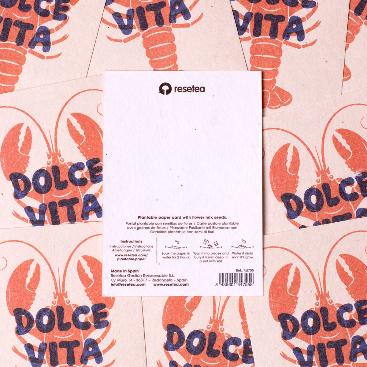 Postal Plantable Dolce Vita Semillas de Flores | Papel de Algodón Reciclado | Regalo Original - Resetea_3