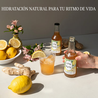 Kombucha Ecologica Artesana | Pack 12 Botellas X 250 Ml | Sin Pasteurizar | Original + Limón Y Jengibre_1