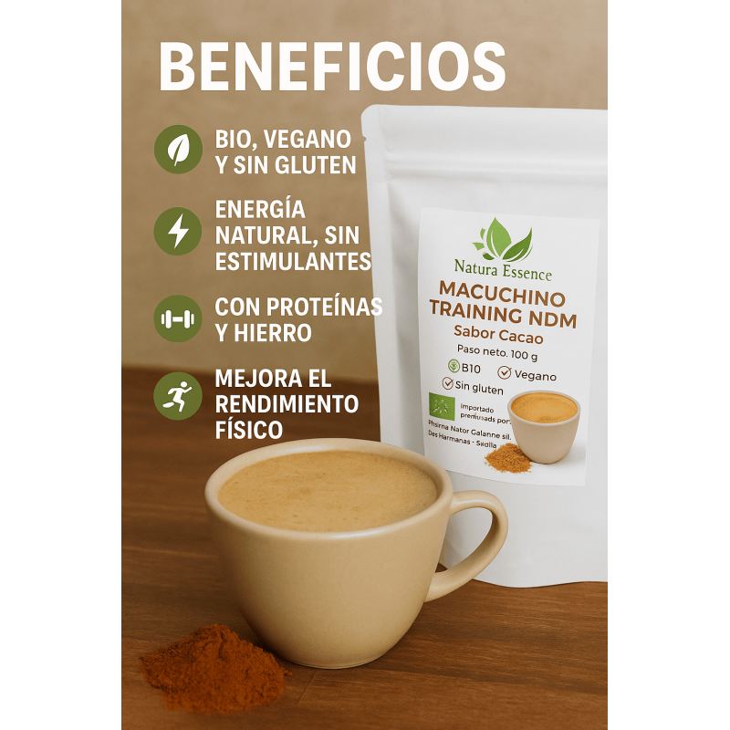 Macuchino Training Eco Sabor Cacao 100g – Mezcla Natural Con Maca, Avena Y Cacao ecológico_3