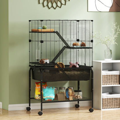 Jaula Animales Pequeños Pawhut Acero, Pet Negro 73x47x123 Cm D51-490v01bk_1