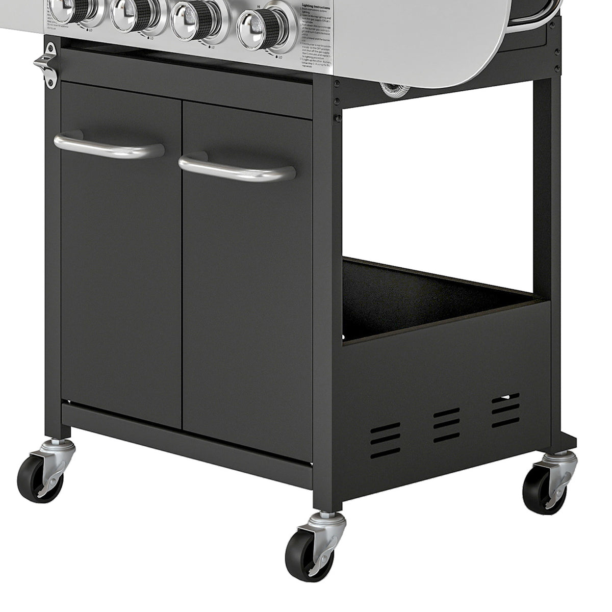 Barbacoa De Gas Outsunny Acero Inoxidable, Metal Negro 129x55x117 Cm_4
