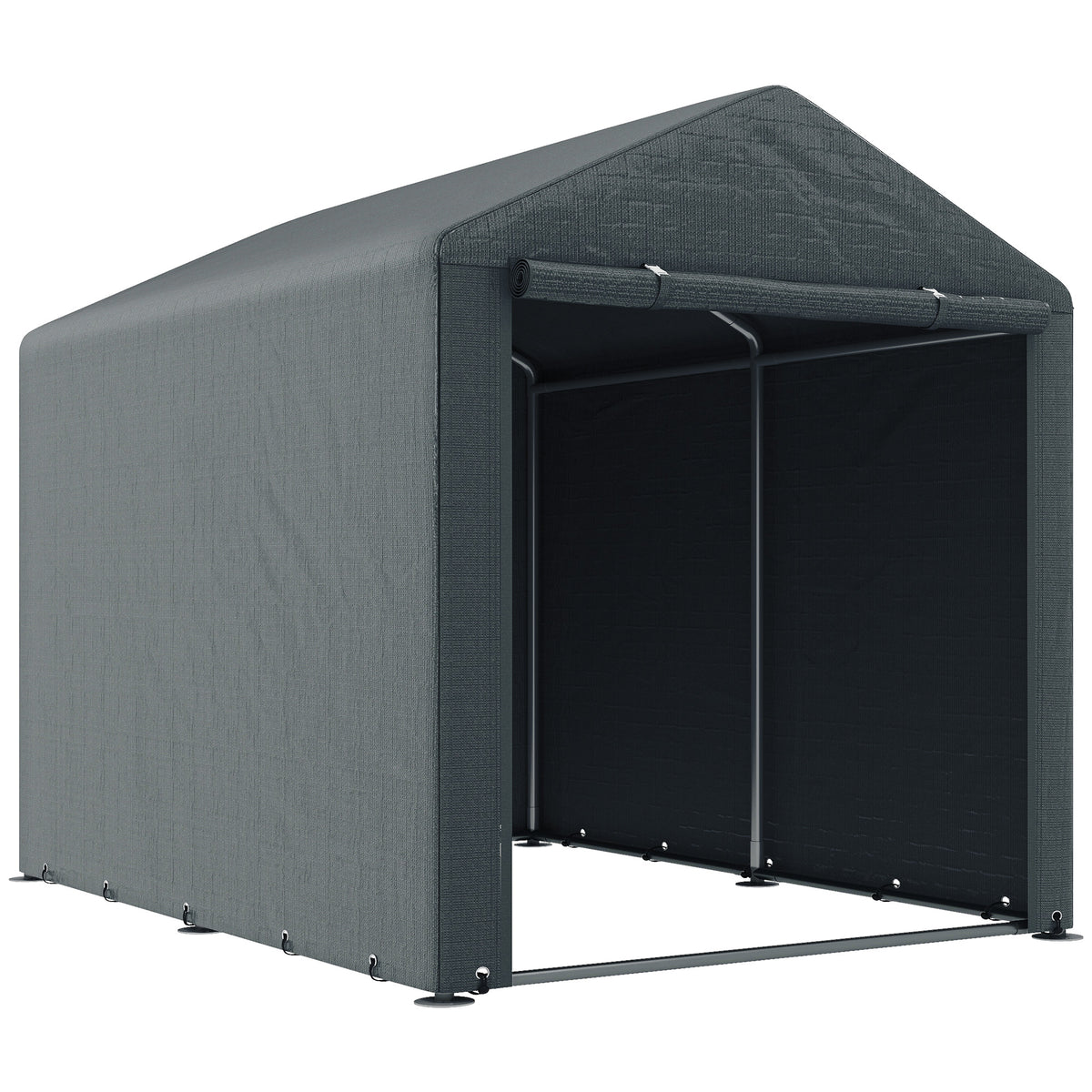 Carpa Para Herramientas Outsunny Metal Galvanizado, Pe Gris Oscuro 160x218x172 Cm_0
