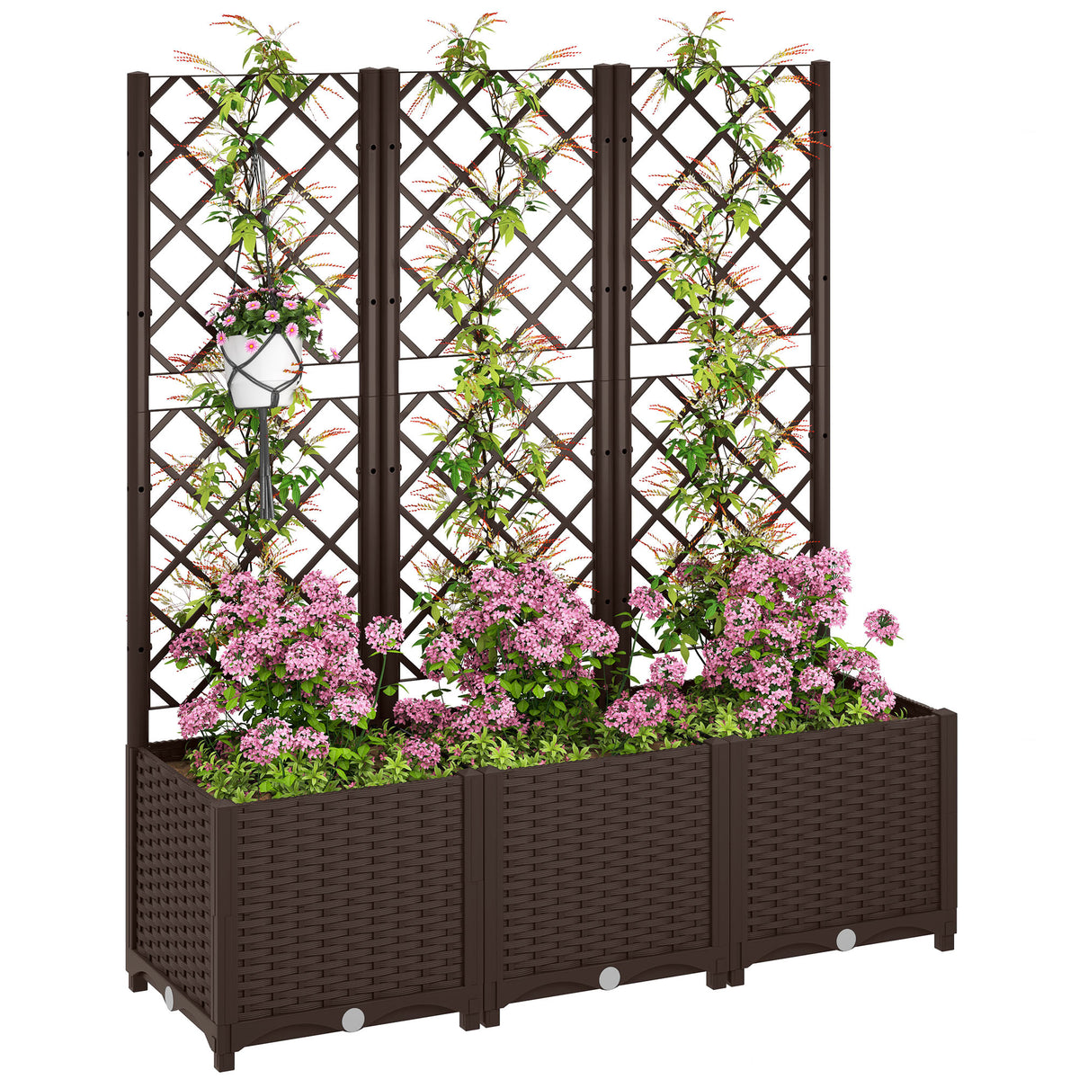 Jardinera Con Enrejado Outsunny Pp Marrón 120x40x135 Cm_0