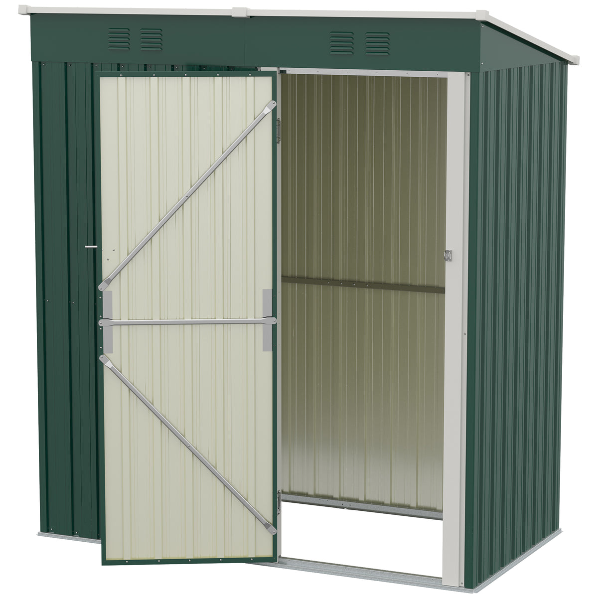 Caseta De Jardín Outsunny Acero Galvanizado Verde 163x90x179 Cm_3