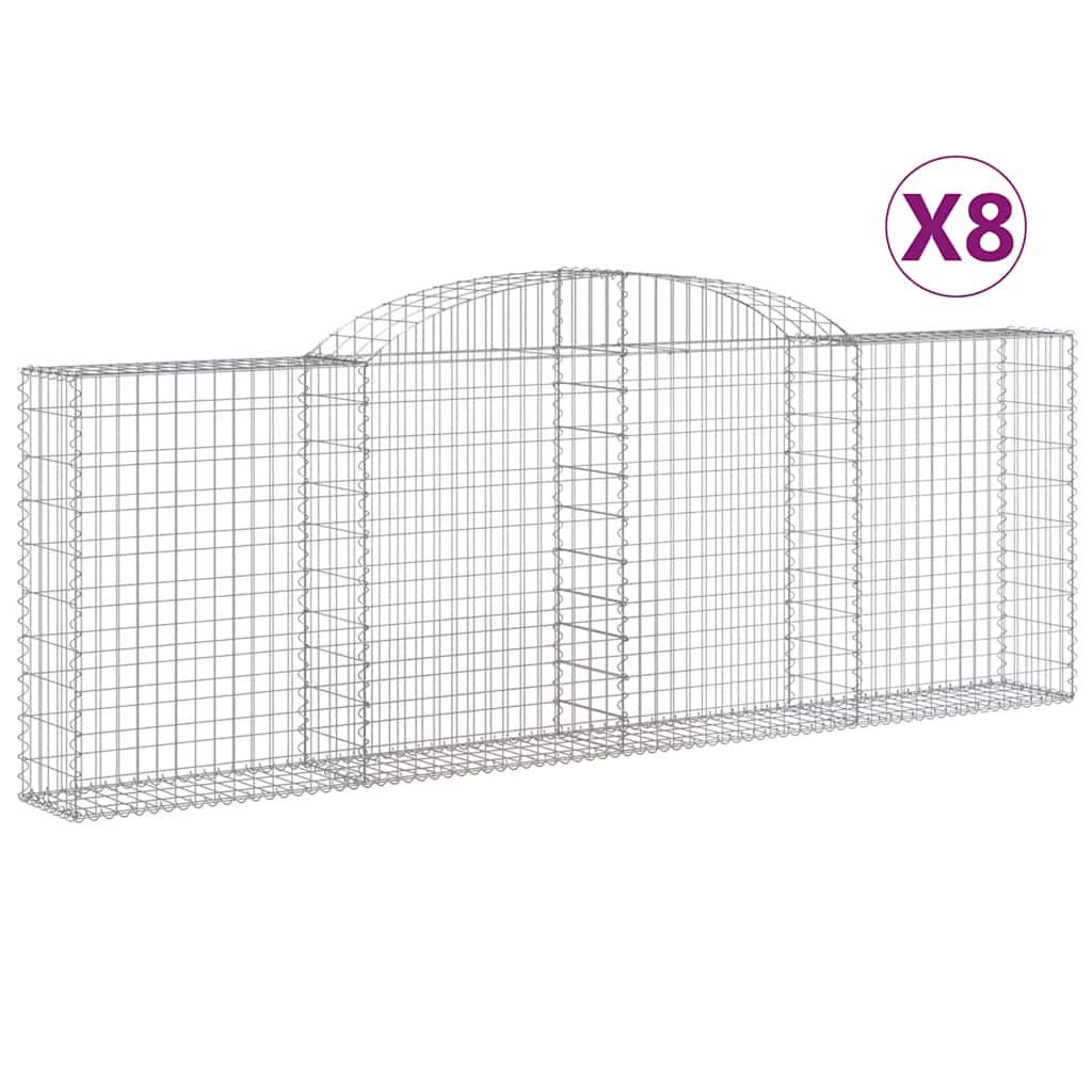 Cestas De Gaviones 8 Uds Forma De Arco Hierro 300x30x100/120 Cm_0