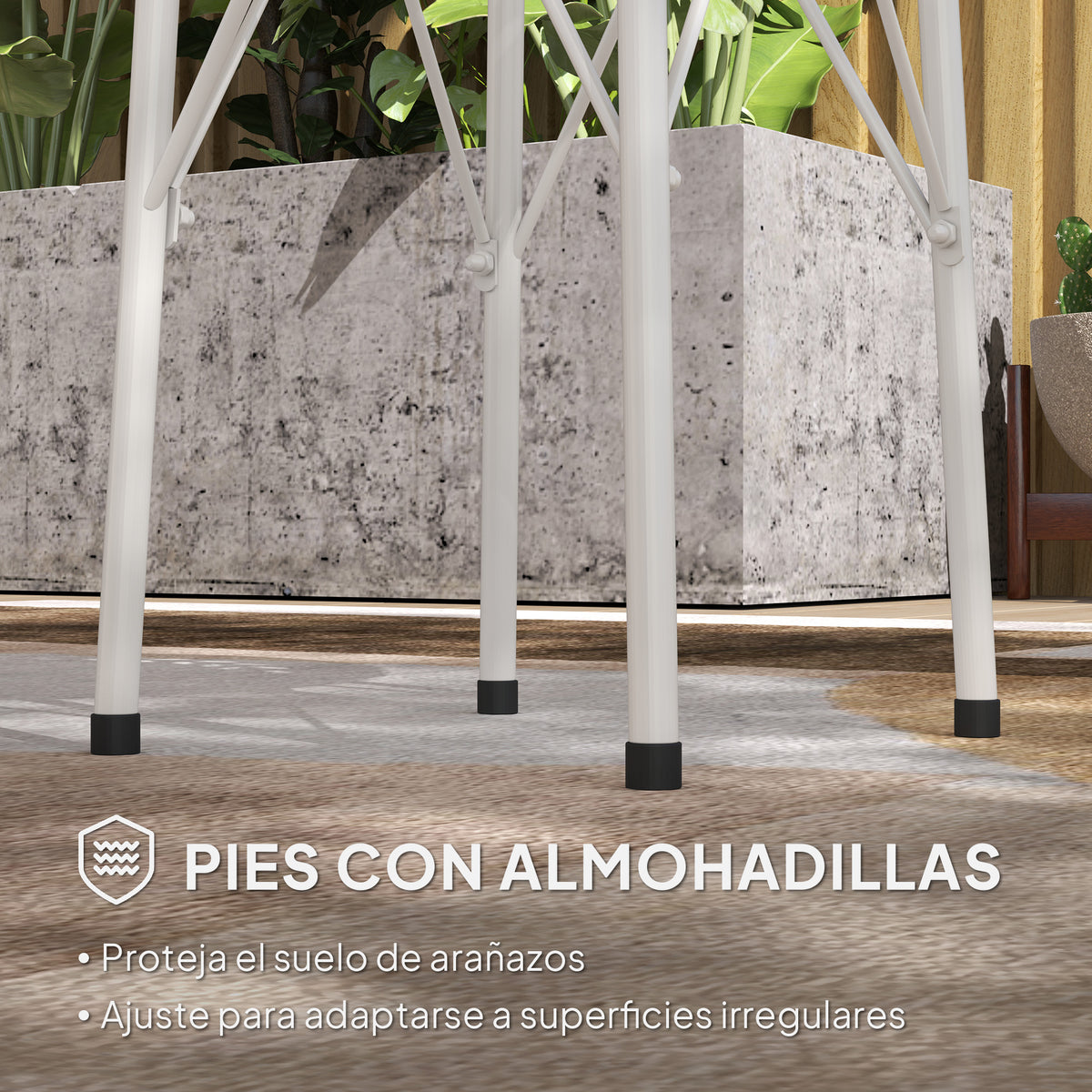 Mesa De Jardín Outsunny Acero Blanco 40x40x50 Cm_5