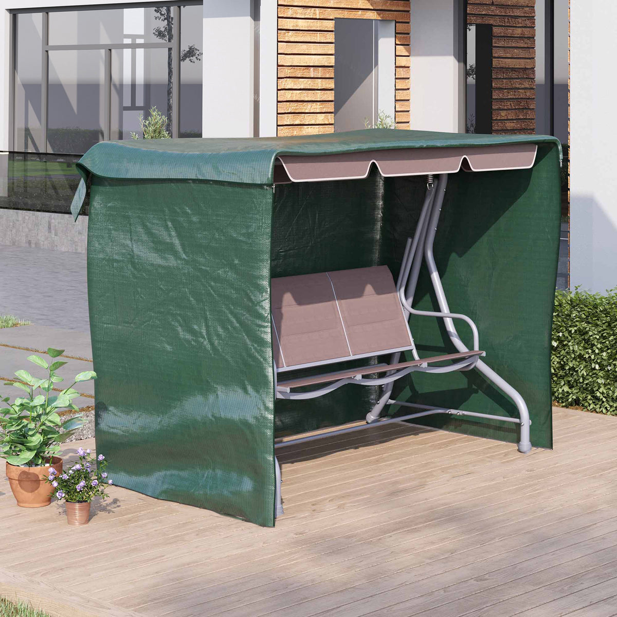 Funda Protectora Para Columpio Outsunny Pe Verde 215x155x150 Cm_1