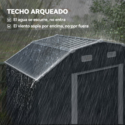 Cobertizo De Jardín Outsunny Acero Galvanizado Gris Oscuro 238x132x198.5 Cm_5