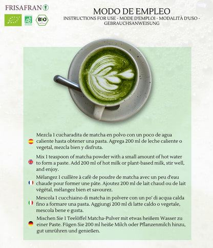 Matcha Latte Ecológico En Polvo | Calidad | Frisafran 100 G_1