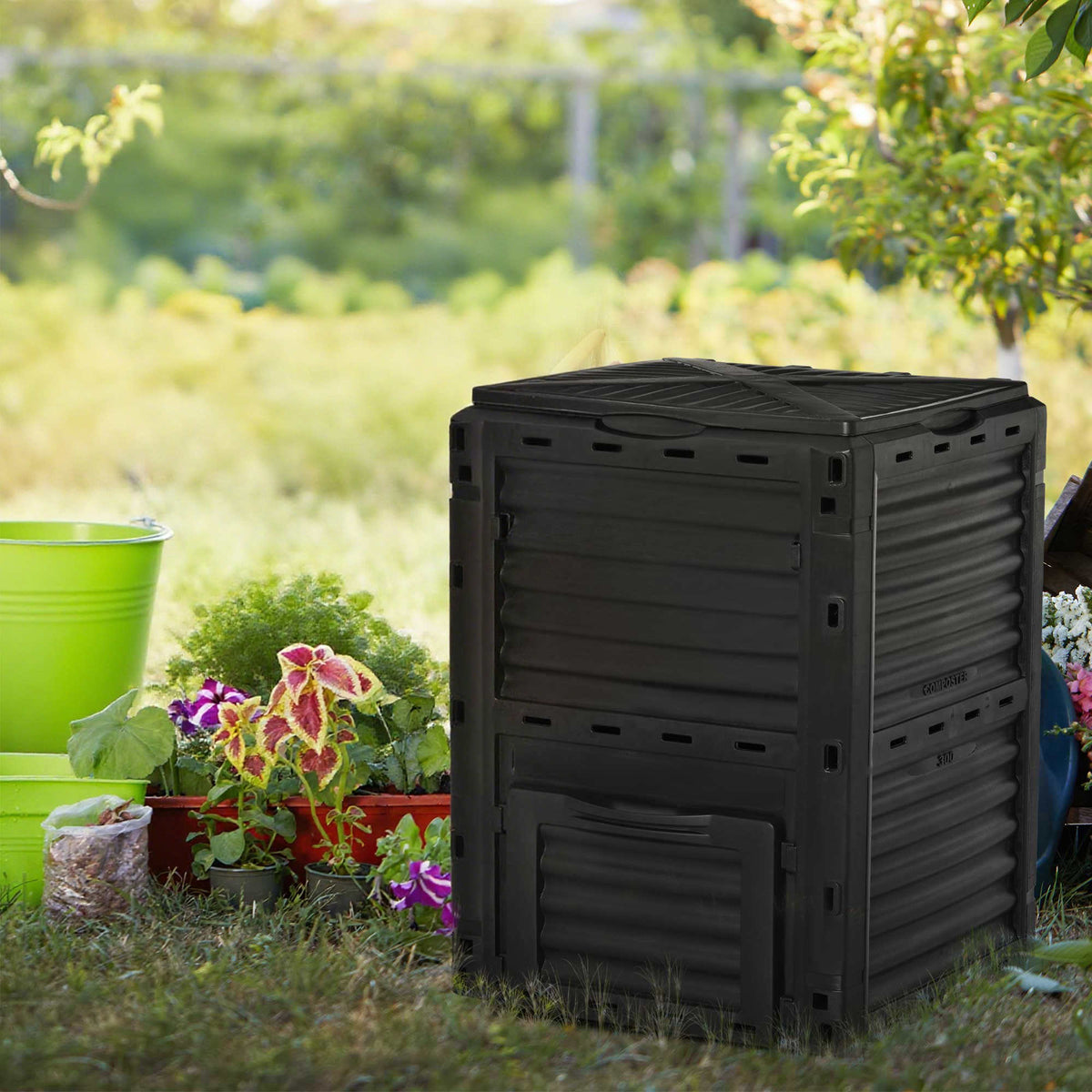 Compostador De Jardín Outsunny Negro 60,5x60,5x81,5 Cm_1