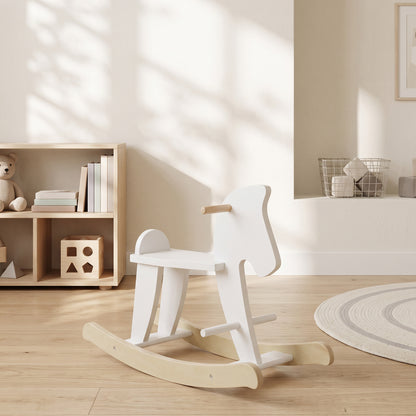 Caballito Balancín Bebés Homcom Mdf Blanco 68x26x48 Cm_1