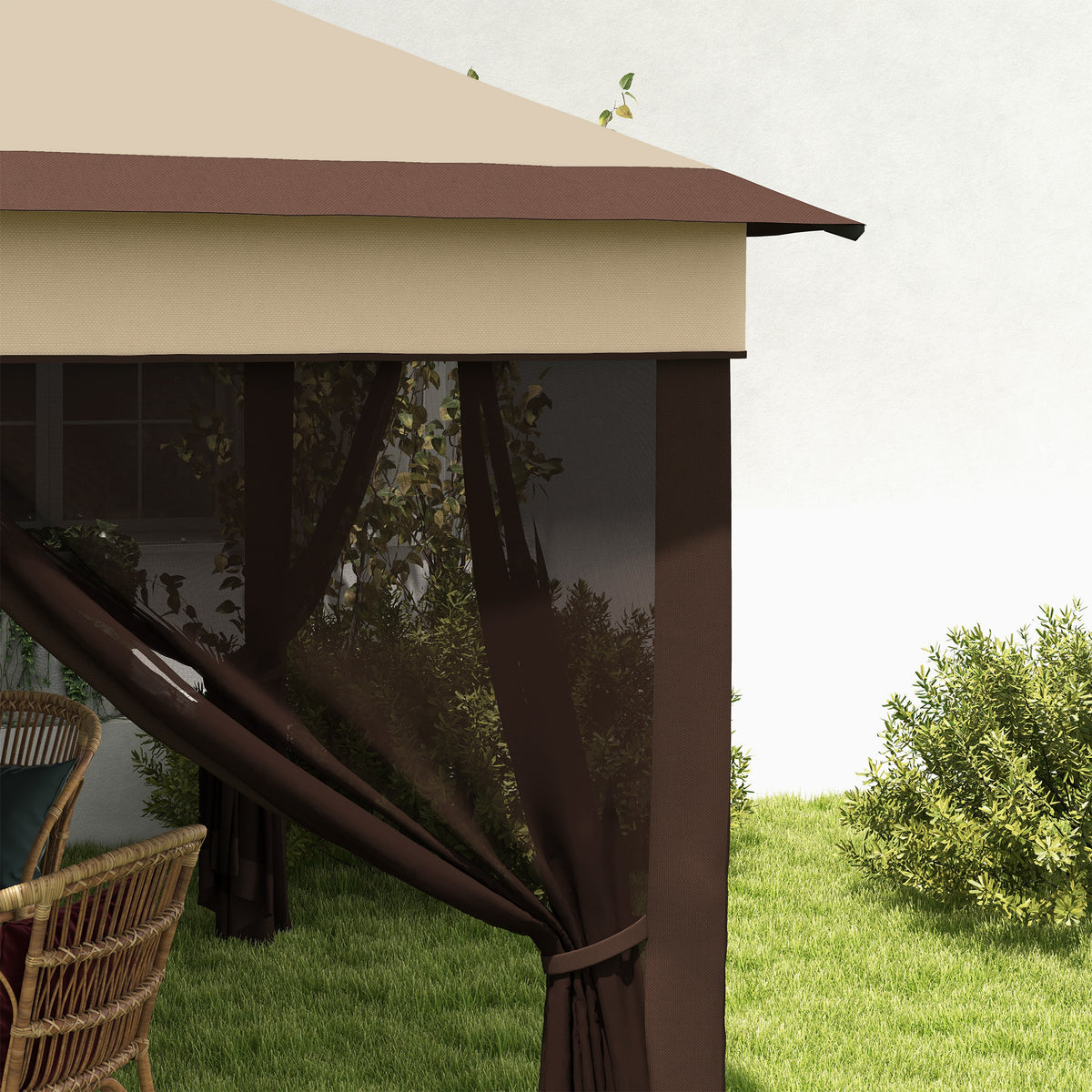 Carpa Plegable Outsunny Acero, Tela Oxford Beige 326x326x272 Cm_4