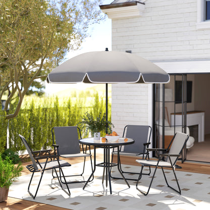 Conjunto De Jardín Outsunny Acero, Textilene Gris 80x80x70 Cm_1