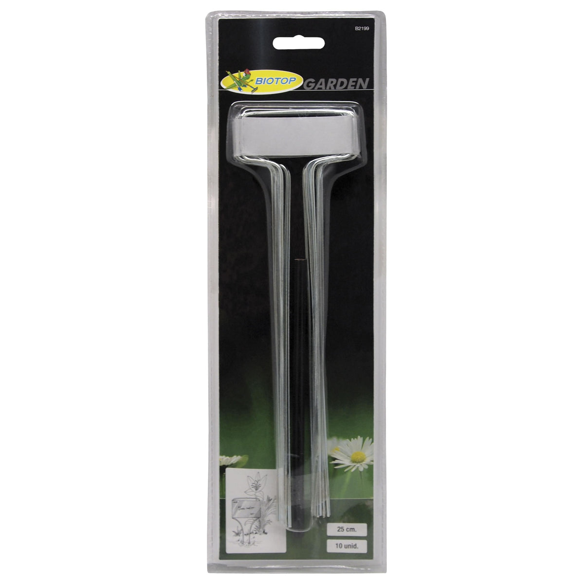 Etiquetas zinc 25 cm Biotop – 10 unidades + lápiz para huerto y jardín