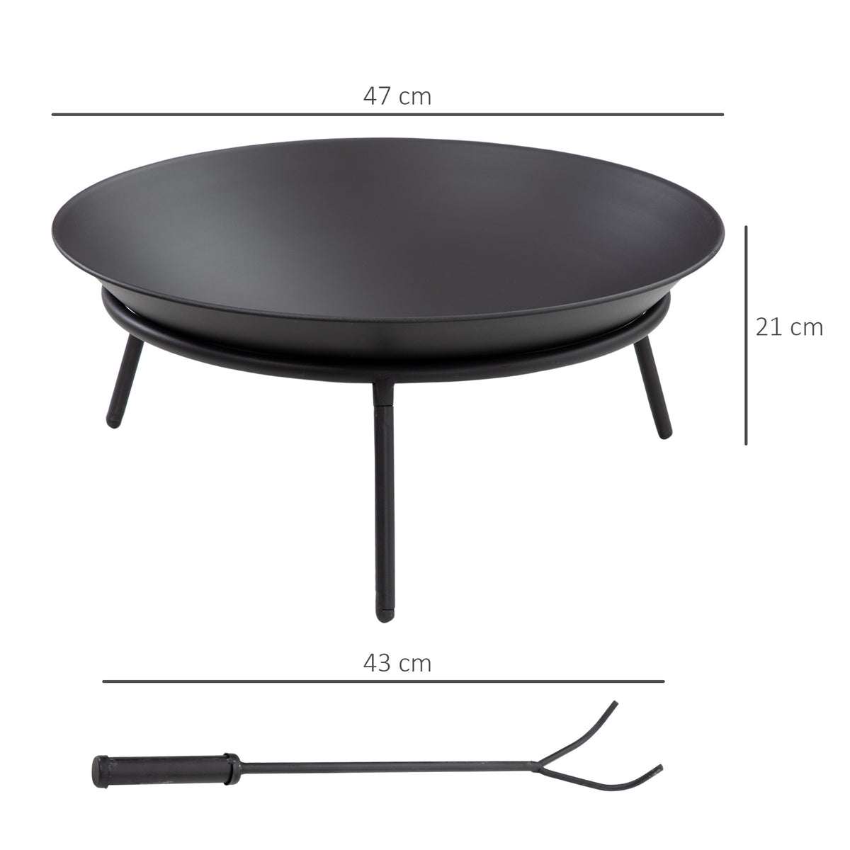 Brasero Exterior Para Jardín De Metal Outsunny 47x47x21 Cm Negro_2