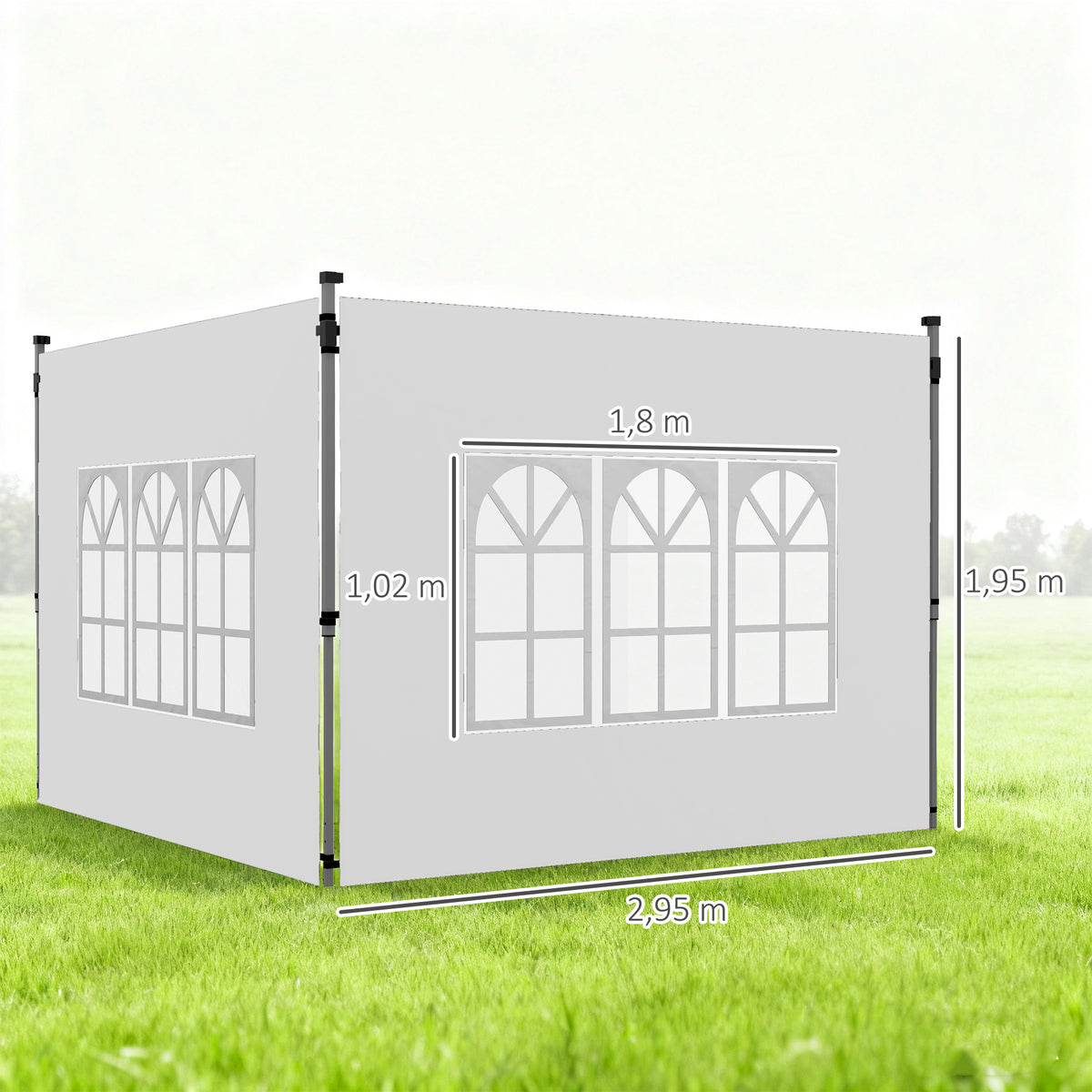 Paredes Laterales Carpa Outsunny Tela Oxford Blanco 295x195 Cm_2