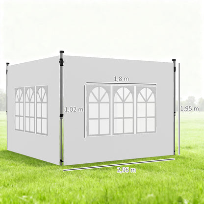 Paredes Laterales Carpa Outsunny Tela Oxford Blanco 295x195 Cm_2