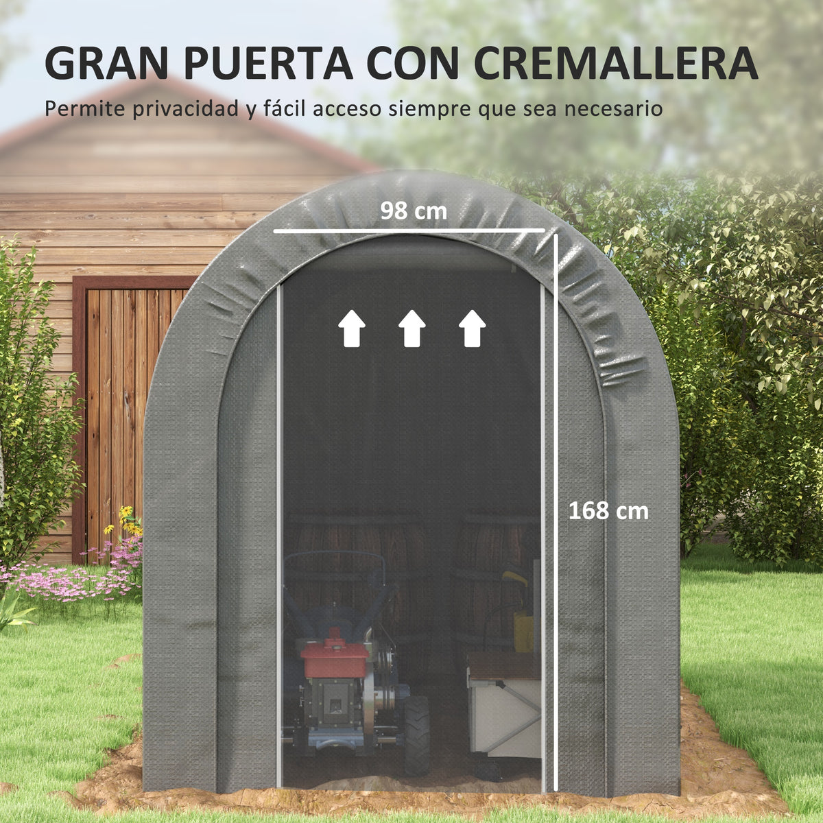Carpa Para Herramientas Outsunny Pe, Acero Galvanizado Gris Claro 239x159x190 Cm_5