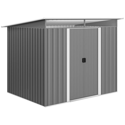Caseta De Jardín Outsunny Acero Galvanizado Gris 260x194x200 Cm 845-174v01gy_0